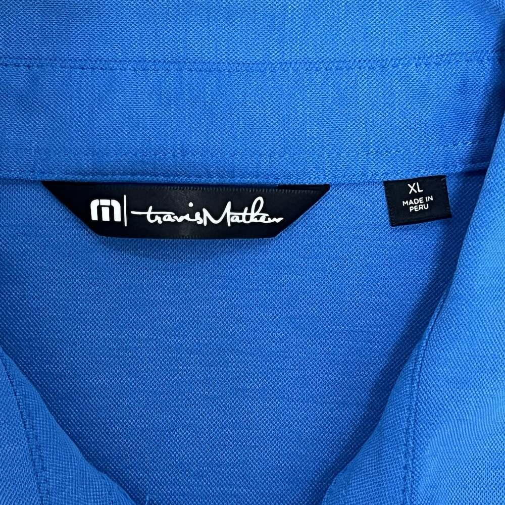 Travis Mathew Polo Shirt Men’s Size XL Solid Blue Golf Casual Performance - Picture 4 of 14